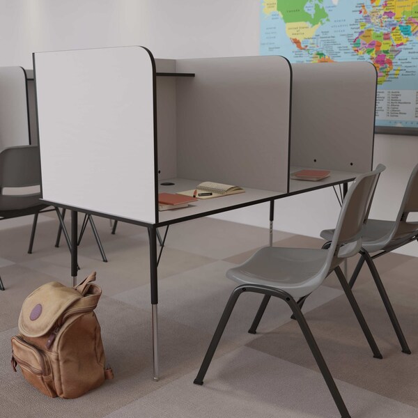 Flash Furniture 53.5 H, 70 W X Laminate, Melamine, Steel, Nebula Grey MT-M6222-DBLSC-GRY-GG - main